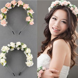Beautiful Wedding Party Prom Flower Garland Bride Headband Hairband Hair Accessories Festival Decor