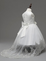 Beautiful spring lace sequins girl dress with train sleeveless Flower Girl Dresses children clothing costume 6-16 age