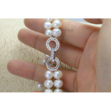 Beautiful Real double pearl bracelets silver 925 freshwater natural pearl bracelet jewelry girl wife daughter birthday good gift