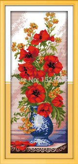 Beautiful Poppy celadon vase,Pattern printed on the fabric DMC 11CT 14CT Cross Stitch kits,needlework Sets DIY crafts embroidery