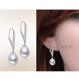 Beautiful natural white 925 sterling silver drop earrings for monther gift,wedding freshwater pearl earrings jewelry pink purple