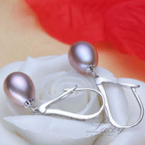 Beautiful natural white 925 sterling silver drop earrings for monther gift,wedding freshwater pearl earrings jewelry pink purple