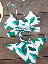 Beautiful Green Two-Piece Spaghetti Straps Bikini Summer Swimwear