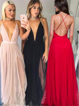 Beautiful Halter Deep V-Neck Maxi Dress Evening Dress