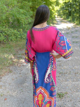 Beautiful Floral-Print Half Sleeve V Neck Bohemia Maxi Dress