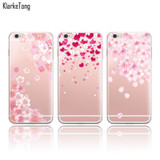 Beautiful Floral Cherry Blossom Case Cover For iphone 7 6 6S 6PlusTransparent Silicone Cell Phone Cases