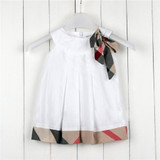 New 2015 baby dress casual kids clothes fashion bow baby clothing summer style dresses cotton child outfits plaid costumes