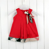 New 2015 baby dress casual kids clothes fashion bow baby clothing summer style dresses cotton child outfits plaid costumes