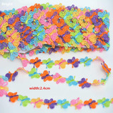 New 2 Yards Colorful Dainty Flowers Daisy Polyester Lace Trim Embroidered Lace Ribbon For Sewing Craft Wedding Diy