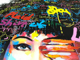 New 2 Pieces Graffti Street Wall Art Abstract Modern Women Portrait Canvas Oil Painting Set Printed+Painted For Living Room