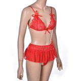 New 1pc Sexy Costumes Details Sexy Lingerie Hot Underwear Lace Set Erotic Lingerie+G-string Balck Red