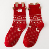 New 1Pair Cute Christmas Gifts Cartoon Red Deer Cotton Winter Thick Warm Women Girls Socks Good Quality Happy Comfortable Socks