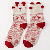 New 1Pair Cute Christmas Gifts Cartoon Red Deer Cotton Winter Thick Warm Women Girls Socks Good Quality Happy Comfortable Socks