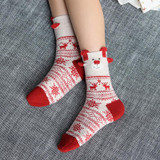 New 1Pair Cute Christmas Gifts Cartoon Red Deer Cotton Winter Thick Warm Women Girls Socks Good Quality Happy Comfortable Socks