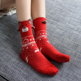 New 1Pair Cute Christmas Gifts Cartoon Red Deer Cotton Winter Thick Warm Women Girls Socks Good Quality Happy Comfortable Socks