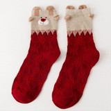 New 1Pair Cute Christmas Gifts Cartoon Red Deer Cotton Winter Thick Warm Women Girls Socks Good Quality Happy Comfortable Socks
