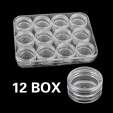 New 12pcs/pack transparent powder paillette rhinestone nail bottle plastic nail art storage container box Nail Art Accessories