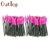 New 100pcs/lot make up brush Pink synthetic fiber One-Off Disposable Eyelash Brush Mascara Applicator Wand Brush best deal
