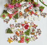 New 100pcs Bulk Mixed Christmas Buttons Wood Button Sewing Accessories Decoration Buttons Handmade Scrapbooking for Craft DIY