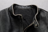 NEW ! Vintage genuine leather jacket men black cowskin short simple motorcycle jacket men's thin leather coat chaqueta cuero hom