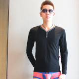 New  WJ men's  thermal underwear male long johns separate V-neck top thin 100% cotton male bottomshirt  8 colors  size S M L XL