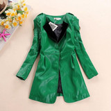 New  Winter Trench Coat jaqueta couro Ladies Brand Luxury Velvet Collar Long PU Leather Jacket Women Blazer Free Shipping