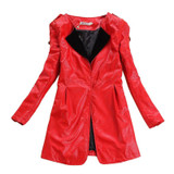 New  Winter Trench Coat jaqueta couro Ladies Brand Luxury Velvet Collar Long PU Leather Jacket Women Blazer Free Shipping