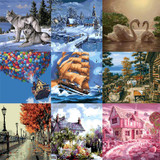 New  Frameless DIY Canvas Oil Paintings By Numbers Coloring Landscape Painting For Home Wall Decor  40 * 50cm