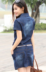 New  Female/Ladies Casual Denim Dress Plus Size Vintage Jeans Dresses Short Sleeve Blue 2017 Fashion Women Summer Spring