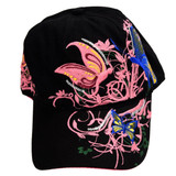 New  Black Stylish Various Butterflies Sequins Embroidery Color Block Baseball Cap For Women