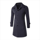 New  Autumn Winter Men's Fashion Casual Single Breasted Long Trench Coat Jacket Pea Coat Overcoat British Style