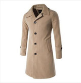 New  Autumn Winter Men's Fashion Casual Single Breasted Long Trench Coat Jacket Pea Coat Overcoat British Style