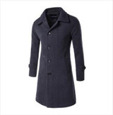 New  Autumn Winter Men's Fashion Casual Single Breasted Long Trench Coat Jacket Pea Coat Overcoat British Style