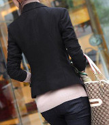 New  blazer women suit blazer foldable brand jacket slim solid blazer made of cotton & spandex Jacket Coat Long Sleeve BLACK