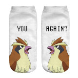 2018 New Arrival Kawaii Harajuku Pokemon Pikachu Socks 3D Printed Cartoon Women's Low Cut Ankle Socks Novelty Casual Socks Meias