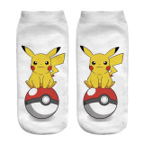 2018 New Arrival Kawaii Harajuku Pokemon Pikachu Socks 3D Printed Cartoon Women's Low Cut Ankle Socks Novelty Casual Socks Meias