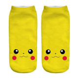 2018 New Arrival Kawaii Harajuku Pokemon Pikachu Socks 3D Printed Cartoon Women's Low Cut Ankle Socks Novelty Casual Socks Meias