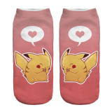 2018 New Arrival Kawaii Harajuku Pokemon Pikachu Socks 3D Printed Cartoon Women's Low Cut Ankle Socks Novelty Casual Socks Meias