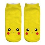 2018 New Arrival Kawaii Harajuku Pokemon Pikachu Socks 3D Printed Cartoon Women's Low Cut Ankle Socks Novelty Casual Socks Meias