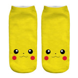 2018 New Arrival Kawaii Harajuku Pokemon Pikachu Socks 3D Printed Cartoon Women's Low Cut Ankle Socks Novelty Casual Socks Meias