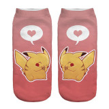 2018 New Arrival Kawaii Harajuku Pokemon Pikachu Socks 3D Printed Cartoon Women's Low Cut Ankle Socks Novelty Casual Socks Meias
