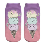 2018 New 3D Printed Pusheen Cat Beauty lover funny cute cotton Low Cut ankle socks for women ladies harajuku korean socks