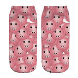 2018 New 3D Printed pink Pigling Animal Pet Mini Pig funny cute cotton ankle socks for women ladies harajuku korean socks