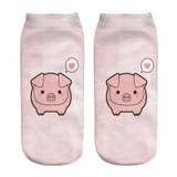2018 New 3D Printed pink Pigling Animal Pet Mini Pig funny cute cotton ankle socks for women ladies harajuku korean socks