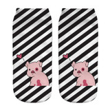 2018 New 3D Printed pink Pigling Animal Pet Mini Pig funny cute cotton ankle socks for women ladies harajuku korean socks
