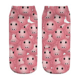 2018 New 3D Printed pink Pigling Animal Pet Mini Pig funny cute cotton ankle socks for women ladies harajuku korean socks