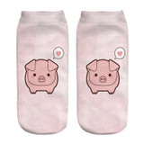2018 New 3D Printed pink Pigling Animal Pet Mini Pig funny cute cotton ankle socks for women ladies harajuku korean socks