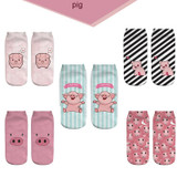 2018 New 3D Printed pink Pigling Animal Pet Mini Pig funny cute cotton ankle socks for women ladies harajuku korean socks
