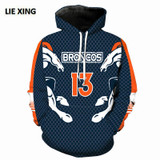 2018 New 3D Print Denver BRONCOS Men Hoodies Sweatshirts Harajuku Pullover Hoodie Long Sleeve Hoody Clothing