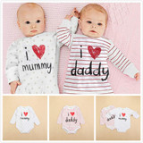 2018 mew hot I love daddy mummy summer bulk Cotton Newborn Baby Boy Girl Long Sleeve Romper Jumpsuit Outfit Clothes 3-12M